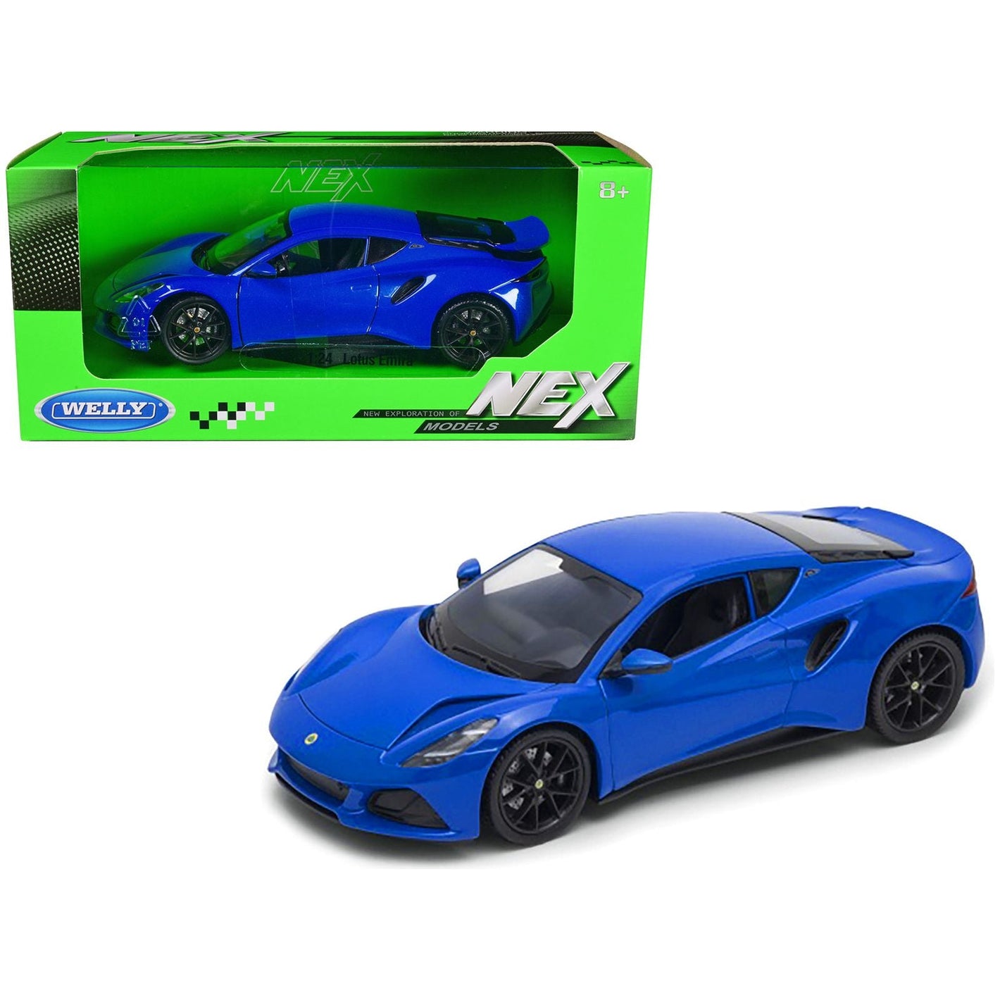 Lotus Emira Blue Metallic "NEX Models" Series 1/24 Diecast Model Car by Welly - Welly - ModelCars.com