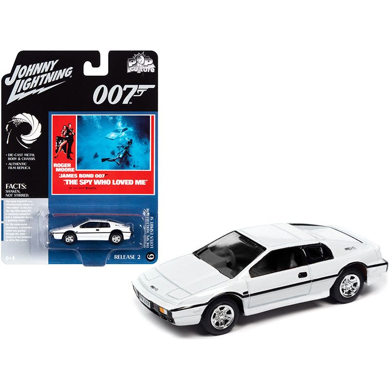 Lotus Esprit S1 White (James Bond 007) "The Spy Who Loved Me" (1977) Movie "Pop Culture" Series 1/64 Diecast Model Car by Johnny Lightning-Johnny Lightning-ModelCars.com