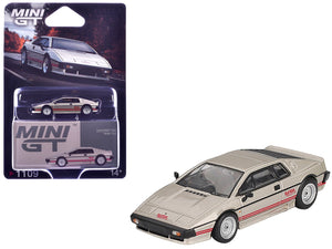 Lotus Esprit Turbo Silver Metallic with Red Stripes Limited Edition 1/64 Diecast Model Car by Mini GT
