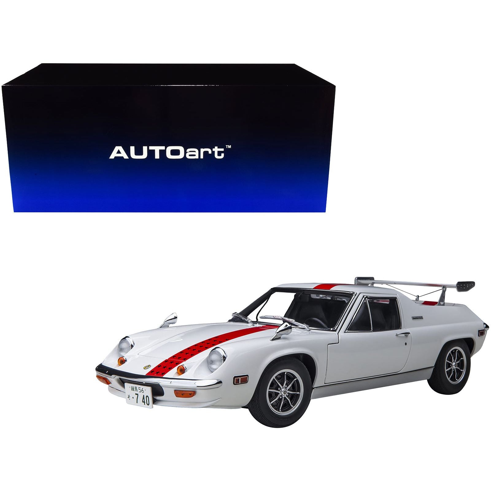 Lotus Europa Special White with Red Stripe and Graphics "The Circuit Wolf" 1/18 Model Car by Autoart - Autoart - ModelCars.com
