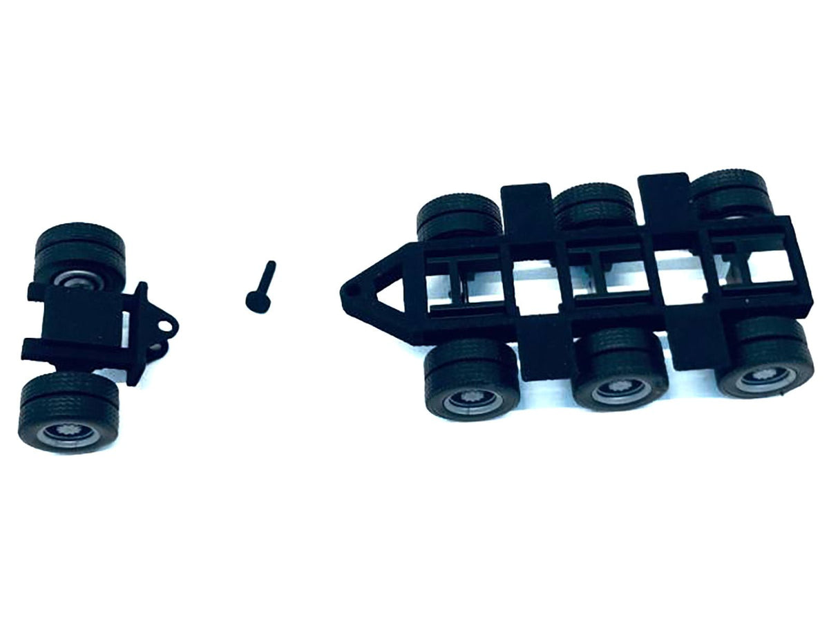Lowboy Tri-Axle Booster with Integrated Rear Axle (2 Sets) 1/87 (HO) Plastic Model by Promotex-Promotex-ModelCars.com