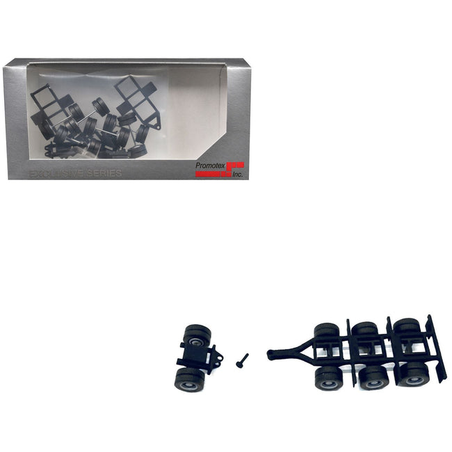 Lowboy Tri-Axle Booster with Integrated Rear Axle and Fenders (2 Sets) 1/87 (HO) Plastic Model by Promotex-Promotex-ModelCars.com