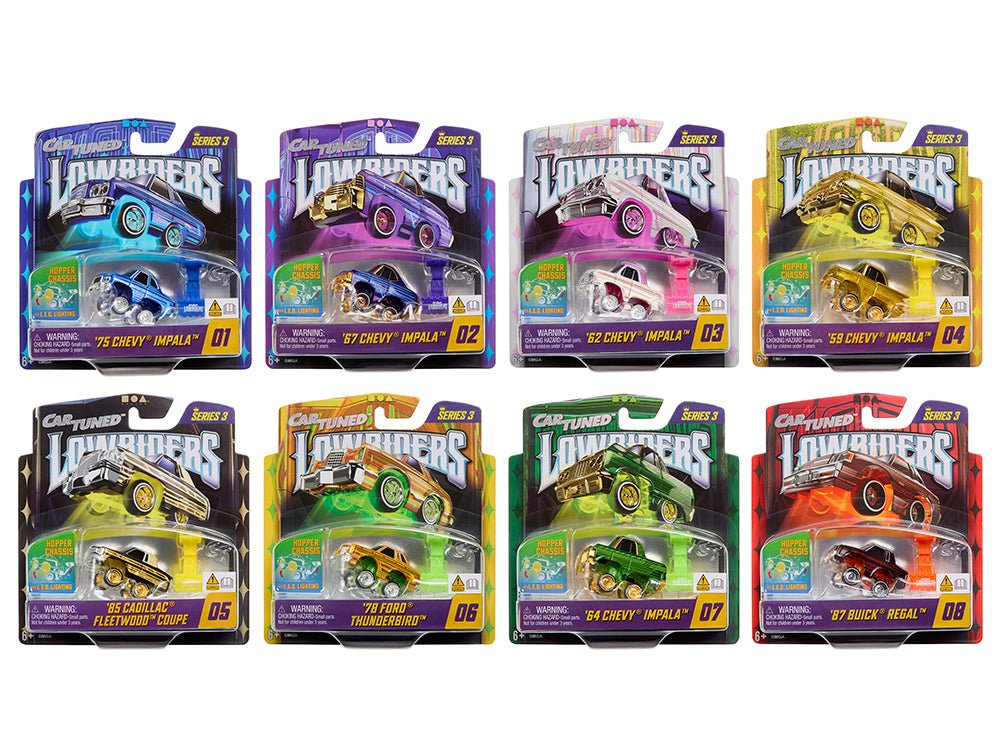 "Lowriders Show Glow" Series 3 Set of 8 Pieces Diecast Model Cars by CarTuned-Car Tuned-ModelCars.com