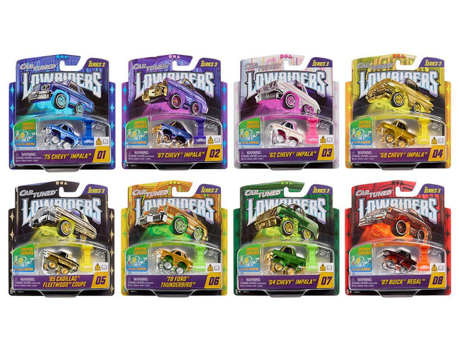 "Lowriders Show Glow" Series 3 Set of 8 Pieces Diecast Model Cars by CarTuned-Car Tuned-ModelCars.com