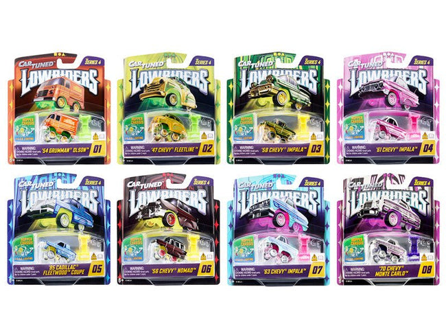 "Lowriders Show Glow" Series 4 Set of 8 Pieces Diecast Model Cars by CarTuned-Car Tuned-ModelCars.com