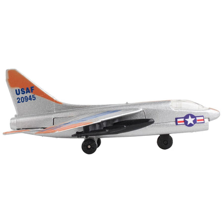 LTV A - 7 Corsair II Attack Aircraft Silver Metallic "United States Air Force" with Runway Section Diecast Model Airplane by Runway24 - Runway24 - ModelCars.com