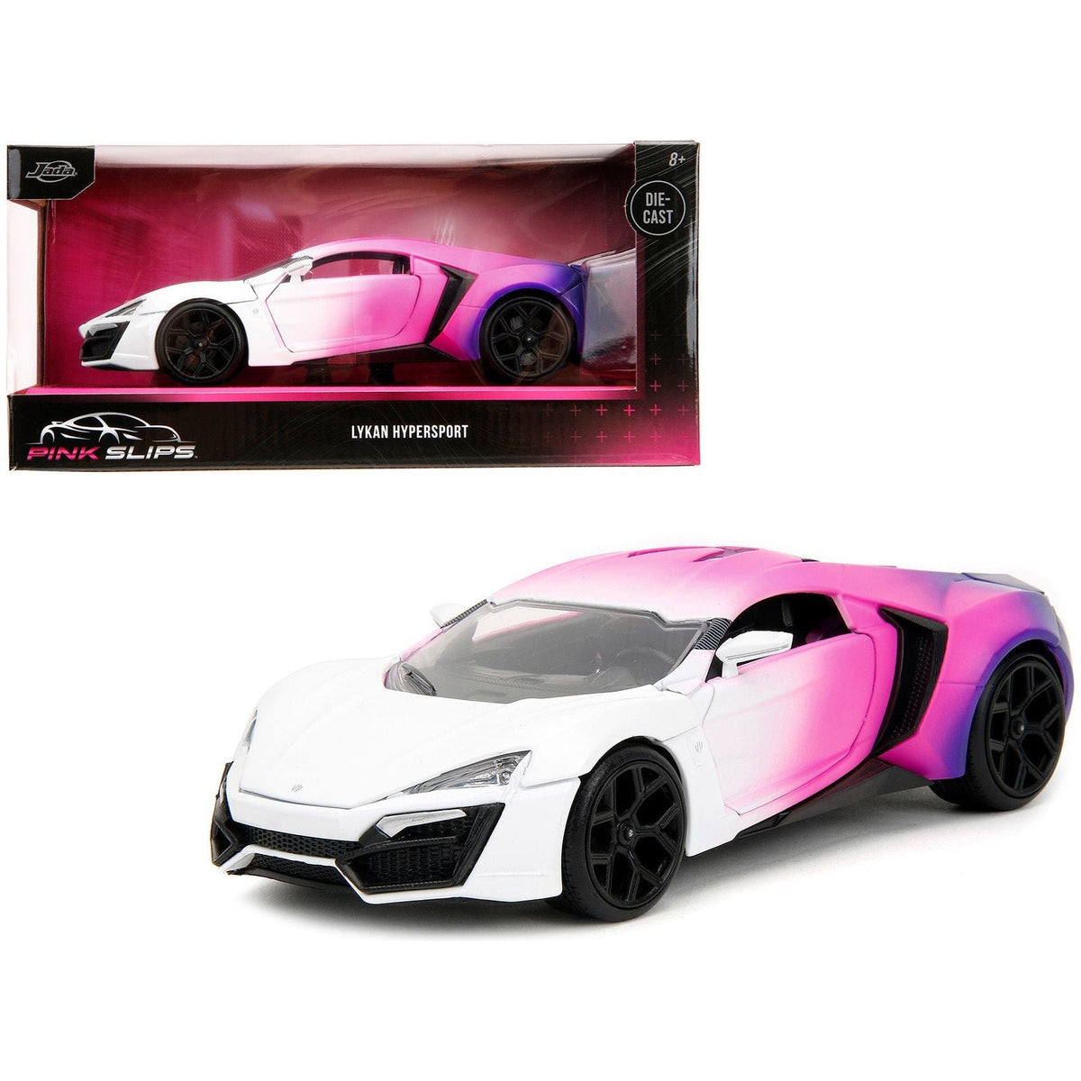 Lykan Hypersport White Pink and Purple Gradient "Pink Slips" Series 1/24 Diecast Model Car by Jada-Jada-ModelCars.com