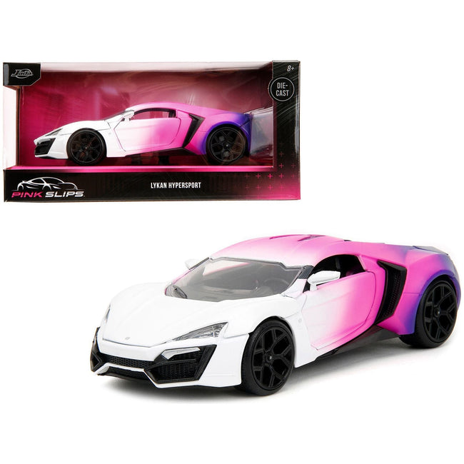 Lykan Hypersport White Pink and Purple Gradient "Pink Slips" Series 1/24 Diecast Model Car by Jada-Jada-ModelCars.com