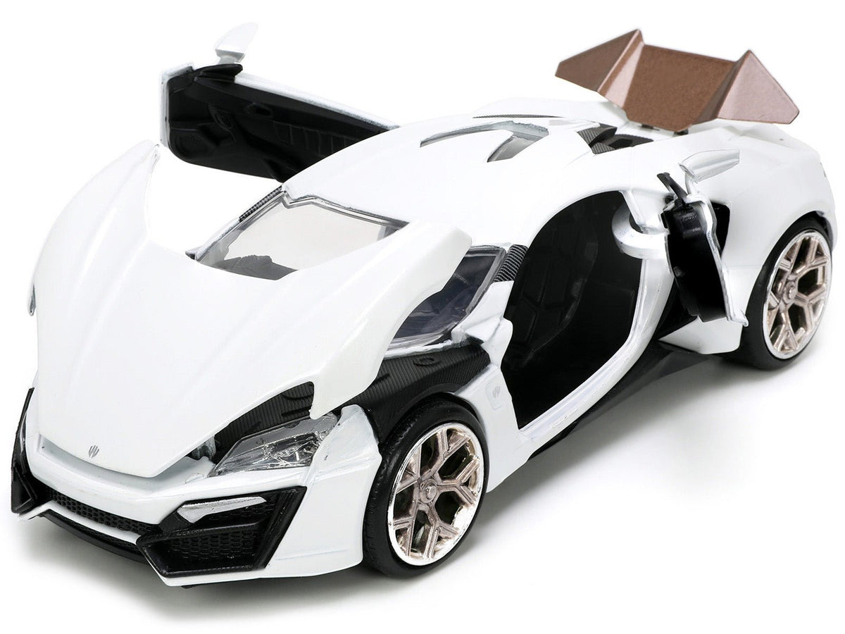 Lykan Hypersport White with Bronze Metallic Rear Spoiler "HKS" "Hyper-Spec" Series 1/24 Diecast Model Car by Jada-Jada-ModelCars.com