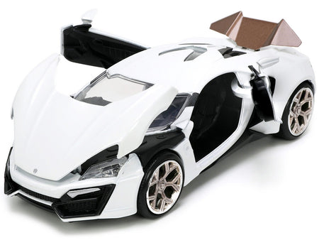 Lykan Hypersport White with Bronze Metallic Rear Spoiler "HKS" "Hyper-Spec" Series 1/24 Diecast Model Car by Jada-Jada-ModelCars.com