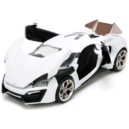 Lykan Hypersport White with Bronze Metallic Rear Spoiler "HKS" "Hyper-Spec" Series 1/24 Diecast Model Car by Jada-Jada-ModelCars.com