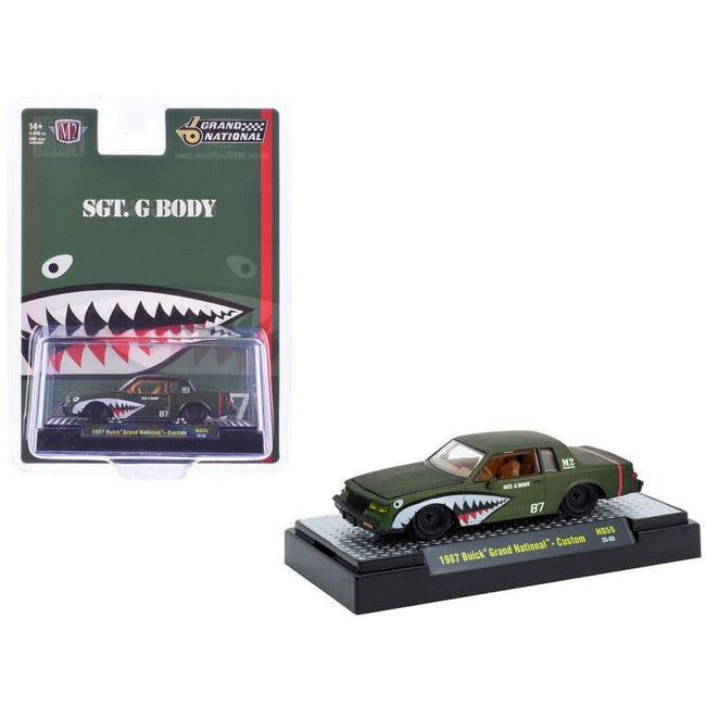 M2 1987 Buick Grand National Custom Green Metallic with Shark Mouth Graphics "Sgt. G Body" Limited Edition to 6600 pieces Worldwide 1/64 Diecast Model Car by M2 Machines-M2-ModelCars.com