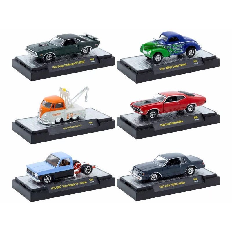 M2 "Auto - Thentics" 6 piece Set Release 96 IN DISPLAY CASES Limited Edition 1/64 Diecast Model Cars by M2 Machines - M2 - ModelCars.com