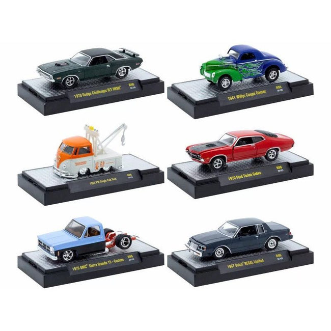 M2 "Auto-Thentics" 6 piece Set Release 96 IN DISPLAY CASES Limited Edition 1/64 Diecast Model Cars by M2 Machines-M2-ModelCars.com