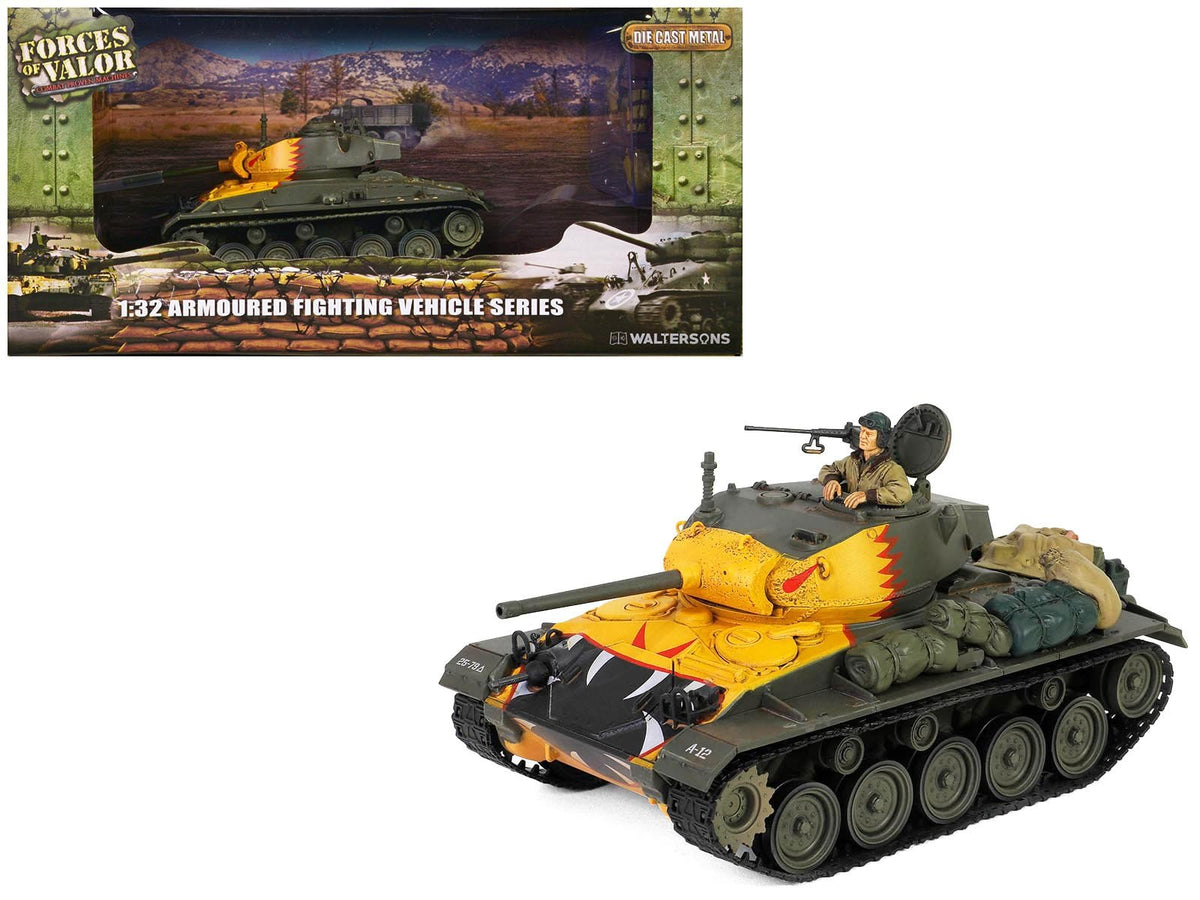 M24 Chaffee Light Tank "Tiger Face 79th Tank Btn Han River South Korea" (1950) United States Army "Armoured Fighting Vehicle" Series 1/32 Diecast Model by Forces of Valor-Forces Of Valor-ModelCars.com