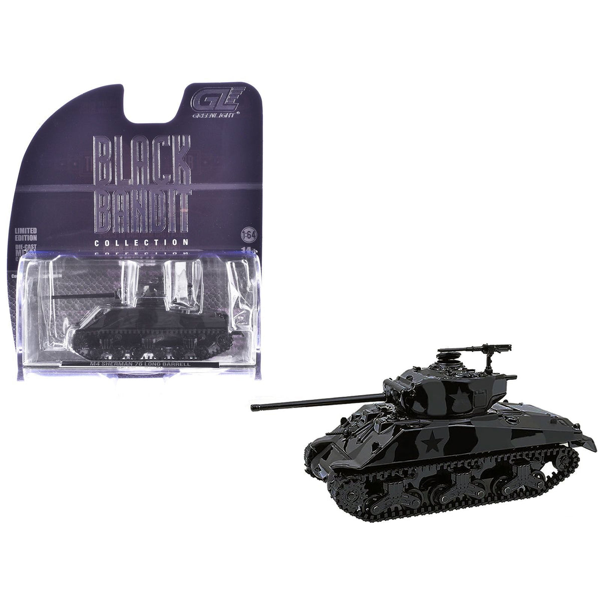 M4 Sherman 76 Long Barrell Tank Black Camouflage "Black Bandit" Series 30 1/64 Diecast Model Car by Greenlight-Greenlight-ModelCars.com