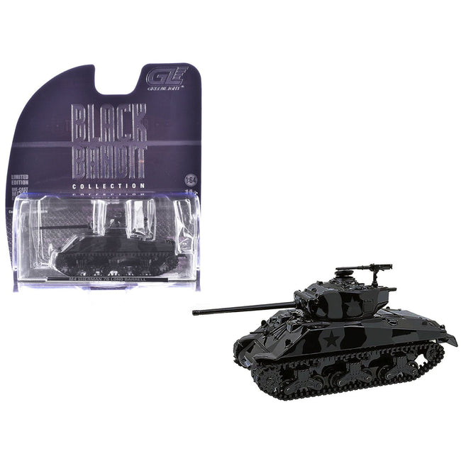 M4 Sherman 76 Long Barrell Tank Black Camouflage "Black Bandit" Series 30 1/64 Diecast Model Car by Greenlight-Greenlight-ModelCars.com