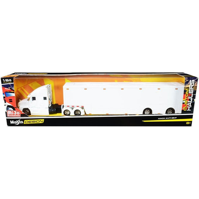 Mack Anthem Enclosed Transporter White "Custom Haulers" Series 1/64 Diecast Model by Maisto - Maisto - ModelCars.com