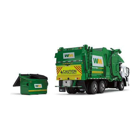 Mack LR Garbage Truck with McNeilus Meridian Front Load Refuse Body White and Green with Refuse Bin "Waste Management" 1/64 Diecast Model by First Gear - First Gear - ModelCars.com