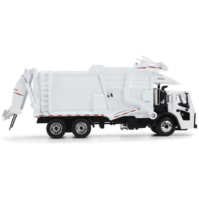 Mack LR Refuse Garbage Truck with McNeilus Meridian Front Loader White with Trash Bin 1/64 Diecast Model by DCP/First Gear - First Gear - ModelCars.com