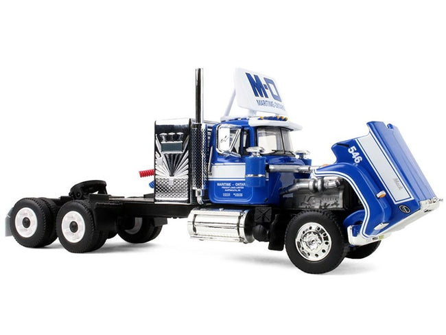 Mack Super-Liner with 36" Vintage Sleeper and 40' Vintage Trailer with Reefer "Maritime-Ontario" Blue with White Stripes "Legacy" Series 4 1/64 Diecast Model by DCP/First Gear-First Gear-ModelCars.com