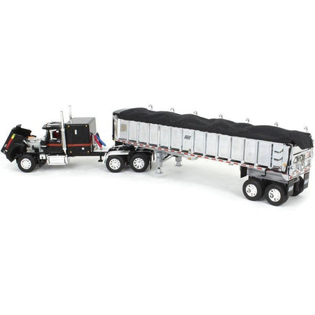 Mack Super - Liner with 60" Flat Top Sleeper and East End Dump Trailer Black 1/64 Diecast Model by DCP/First Gear - First Gear - ModelCars.com