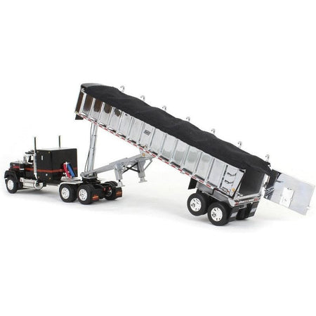 Mack Super-Liner with 60" Flat Top Sleeper and East End Dump Trailer Black 1/64 Diecast Model by DCP/First Gear-First Gear-ModelCars.com