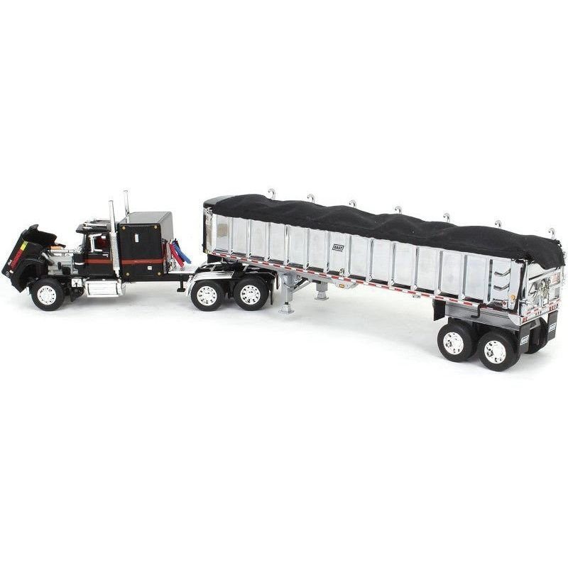 Mack Super-Liner with 60" Flat Top Sleeper and East End Dump Trailer Black 1/64 Diecast Model by DCP/First Gear-First Gear-ModelCars.com