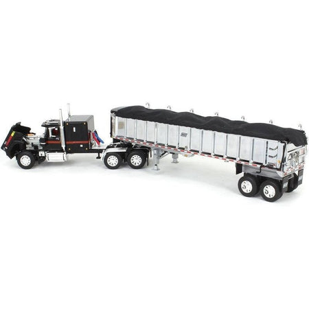 Mack Super-Liner with 60" Flat Top Sleeper and East End Dump Trailer Black 1/64 Diecast Model by DCP/First Gear-First Gear-ModelCars.com