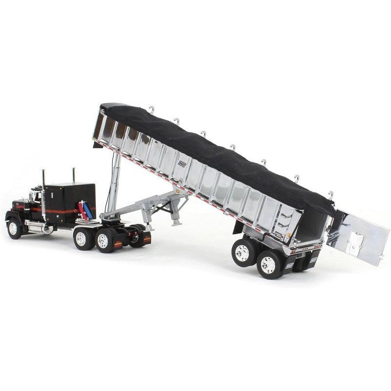 Mack Super - Liner with 60" Flat Top Sleeper and East End Dump Trailer Black 1/64 Diecast Model by DCP/First Gear - First Gear - ModelCars.com