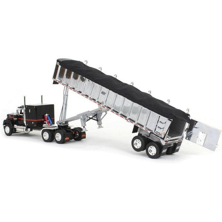 Mack Super - Liner with 60" Flat Top Sleeper and East End Dump Trailer Black 1/64 Diecast Model by DCP/First Gear - First Gear - ModelCars.com