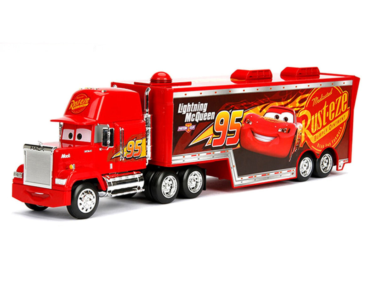 Mack Tractor Truck with Hauler Red "Disney & Pixar Cars" Movie "Hollywood Rides" Series Diecast Model Car by Jada-Jada-ModelCars.com