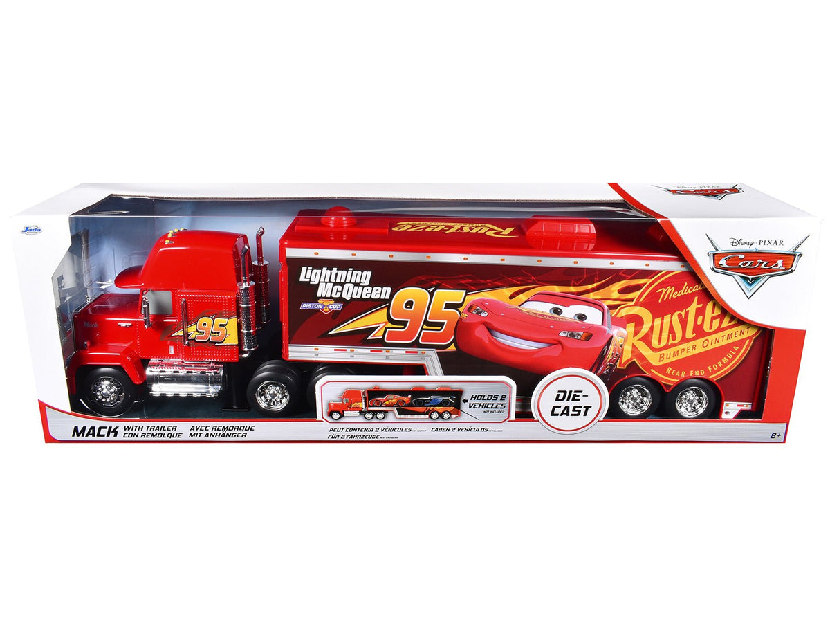 Mack Tractor Truck with Hauler Red "Disney & Pixar Cars" Movie "Hollywood Rides" Series Diecast Model Car by Jada-Jada-ModelCars.com