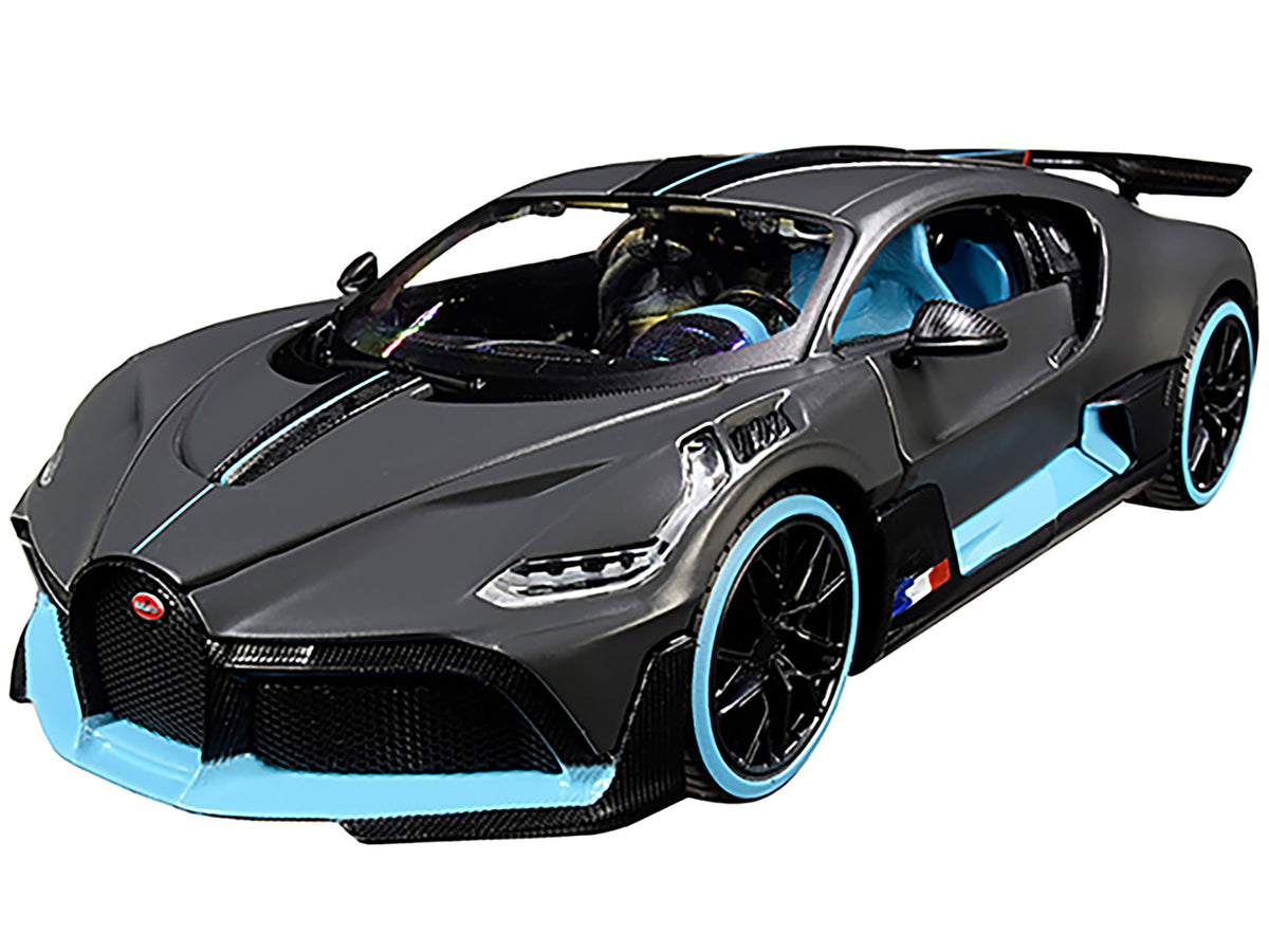 Bugatti Divo Satin White Metallic with Carbon and Blue Accents "Special Edition" 1/24 Diecast Model Car by Maisto - view 2
