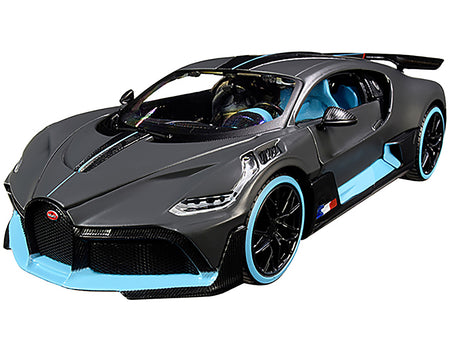 Bugatti Divo Satin White Metallic with Carbon and Blue Accents "Special Edition" 1/24 Diecast Model Car by Maisto - view 2