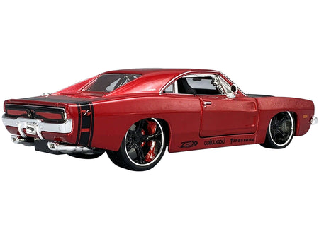 1969 Dodge Charger R/T Red Metallic with Black Hood and Black Stripes "Classic Muscle" 1/25 Diecast Model Car by Maisto - view 2