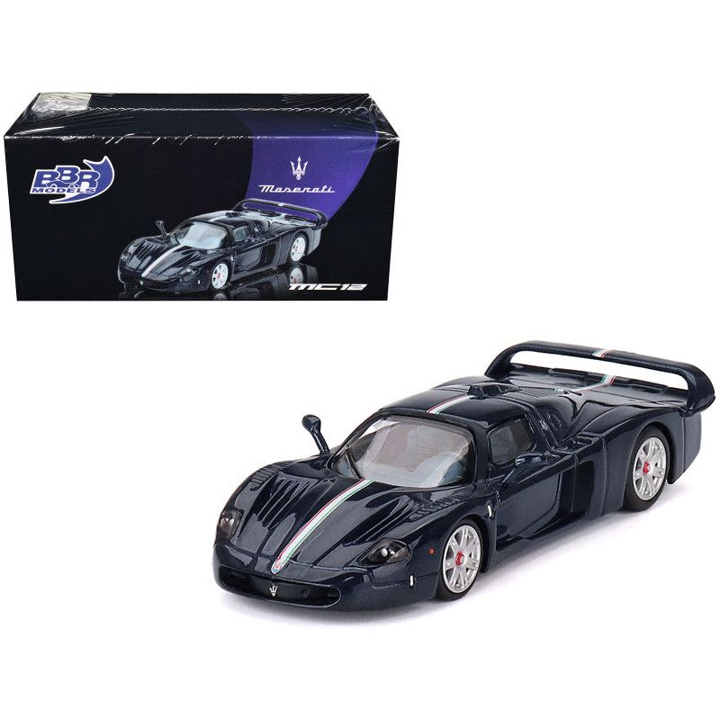 Maserati MC12 Stradale Blue Metallic with White Stripe 1/64 Diecast Model Car by BBR - BBR - ModelCars.com