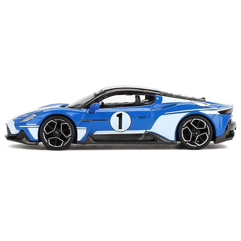 Maserati MC20 #1 Blue with White Stripes and Black Top "Maserati Performance Experience" 1/64 Diecast Model Car by BBR-BBR-ModelCars.com