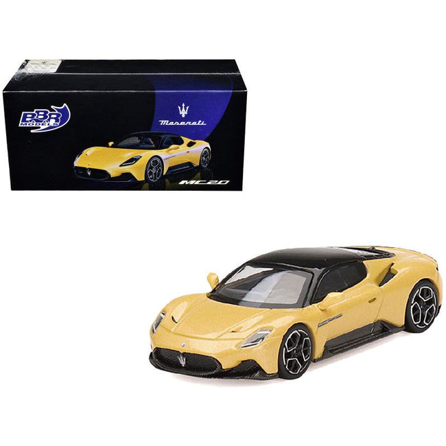 Maserati MC20 Giallo Genio Yellow with Black Top 1/64 Diecast Model Car by BBR-BBR-ModelCars.com