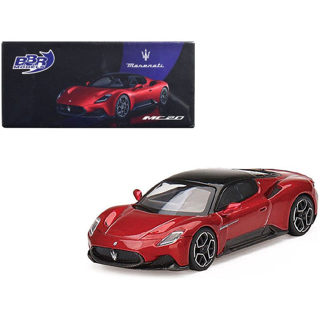 Maserati MC20 Rosso Vincente Red with Black Top 1/64 Diecast Model Car by BBR-BBR-ModelCars.com