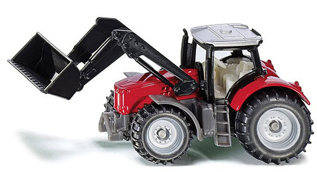 Massey Ferguson Tractor with Front Loader Red with Silver Top Diecast Model by Siku-SIKU-ModelCars.com