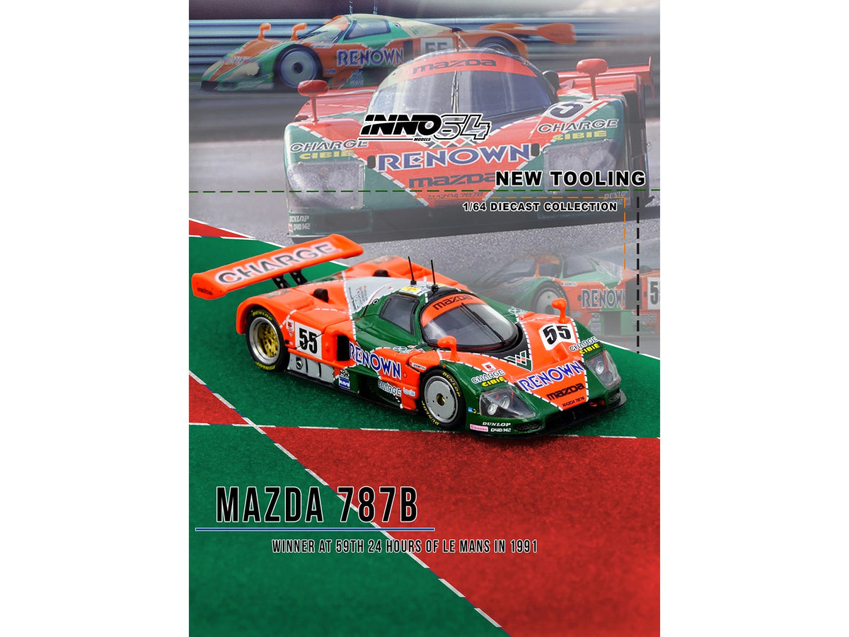 Mazda 787B 55 Johnny Herbert - Volker Weidler - Bertrand Gachot "Mazdaspeed" Winner "24 Hours of Le Mans" (1991) 1/64 Diecast Model Car by Inno Models-Inno Models-ModelCars.com