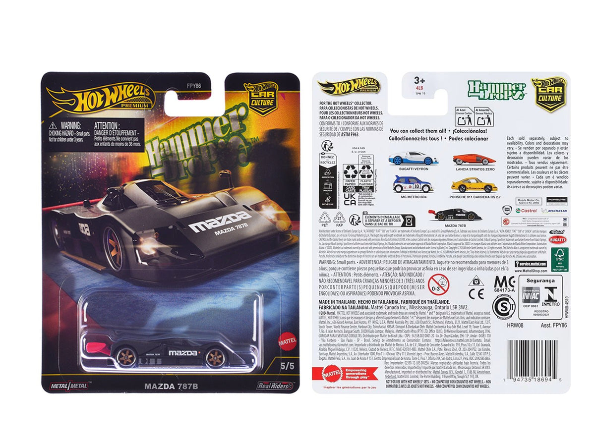 Mazda 787B Prototype Race Car Black "Hammer Drop" Series Diecast Model Car by Hot Wheels-Hotwheels-ModelCars.com
