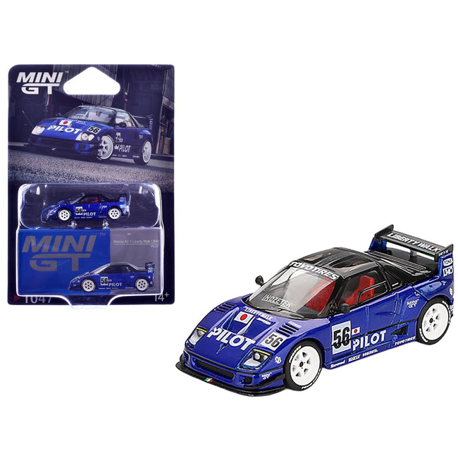 Mazda AZ-1 Liberty Walk LB40 RHD (Right Hand Drive) #56 "PILOT" Blue Metallic with Black Top Limited Edition 1/64 Diecast Model Car by Mini GT-Mini GT-ModelCars.com