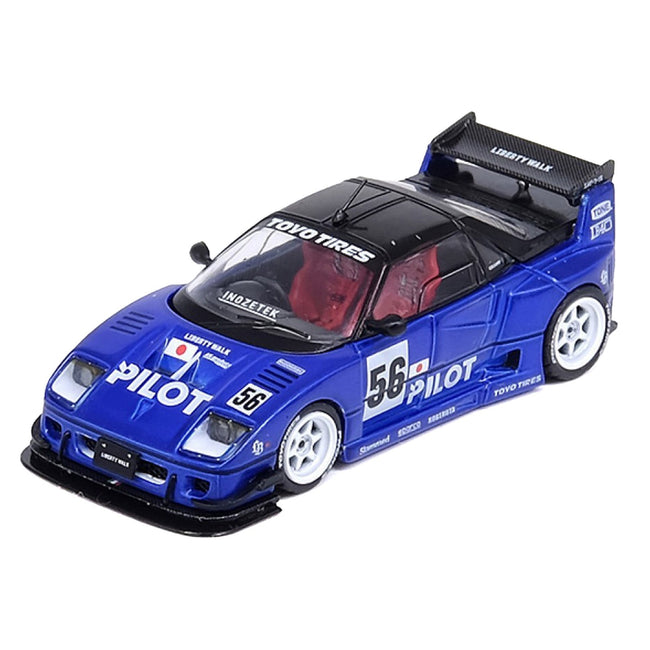 Mazda AZ-1 Liberty Walk LB40 RHD (Right Hand Drive) 56 "Pilot" Blue with Black Top 1/64 Diecast Model Car by Inno Models-Inno Models-ModelCars.com