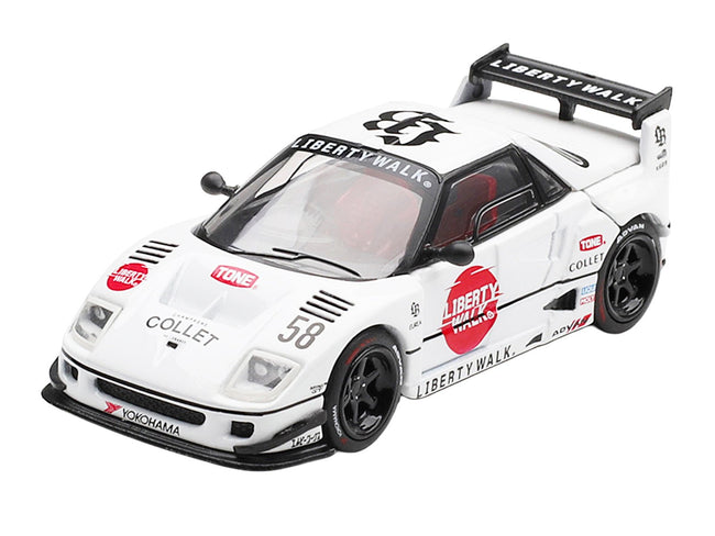 Mazda AZ-1 Liberty Walk LB40 RHD (Right Hand Drive) #58 "LB-Hinomaru" White with Graphics and Red Interior Limited Edition 1/64 Diecast Model Car by Mini GT-Mini GT-ModelCars.com