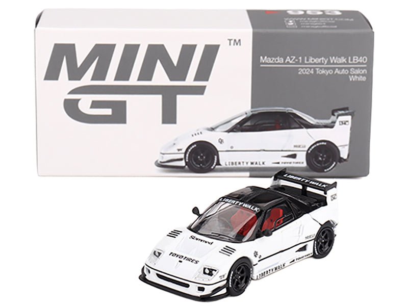 Mazda AZ-1 Liberty Walk LB40 RHD (Right Hand Drive) White with Black Top "2024 Tokyo Auto Salon" Limited Edition 1/64 Diecast Model Car by Mini GT-Mini GT-ModelCars.com