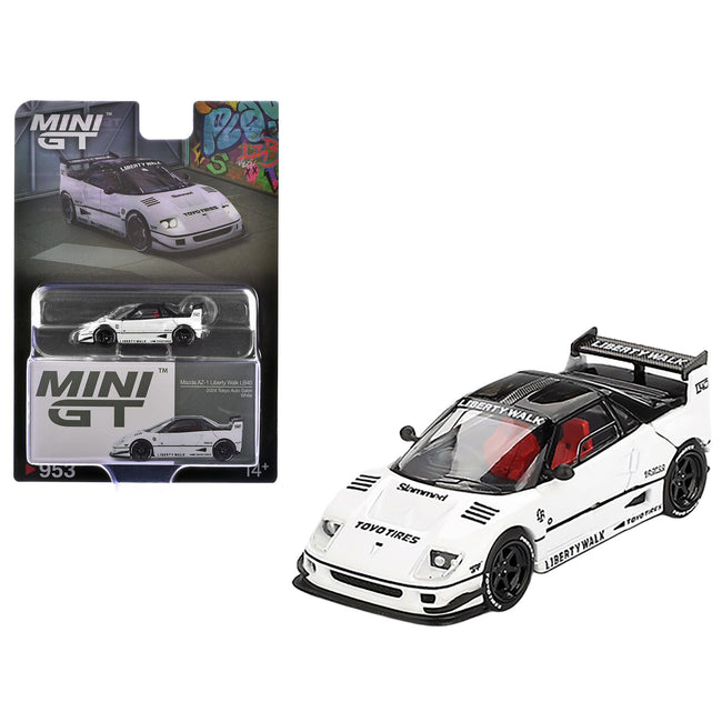 Mazda AZ-1 Liberty Walk LB40 RHD (Right Hand Drive) White with Black Top "2024 Tokyo Auto Salon" Limited Edition 1/64 Diecast Model Car by Mini GT-Mini GT-ModelCars.com