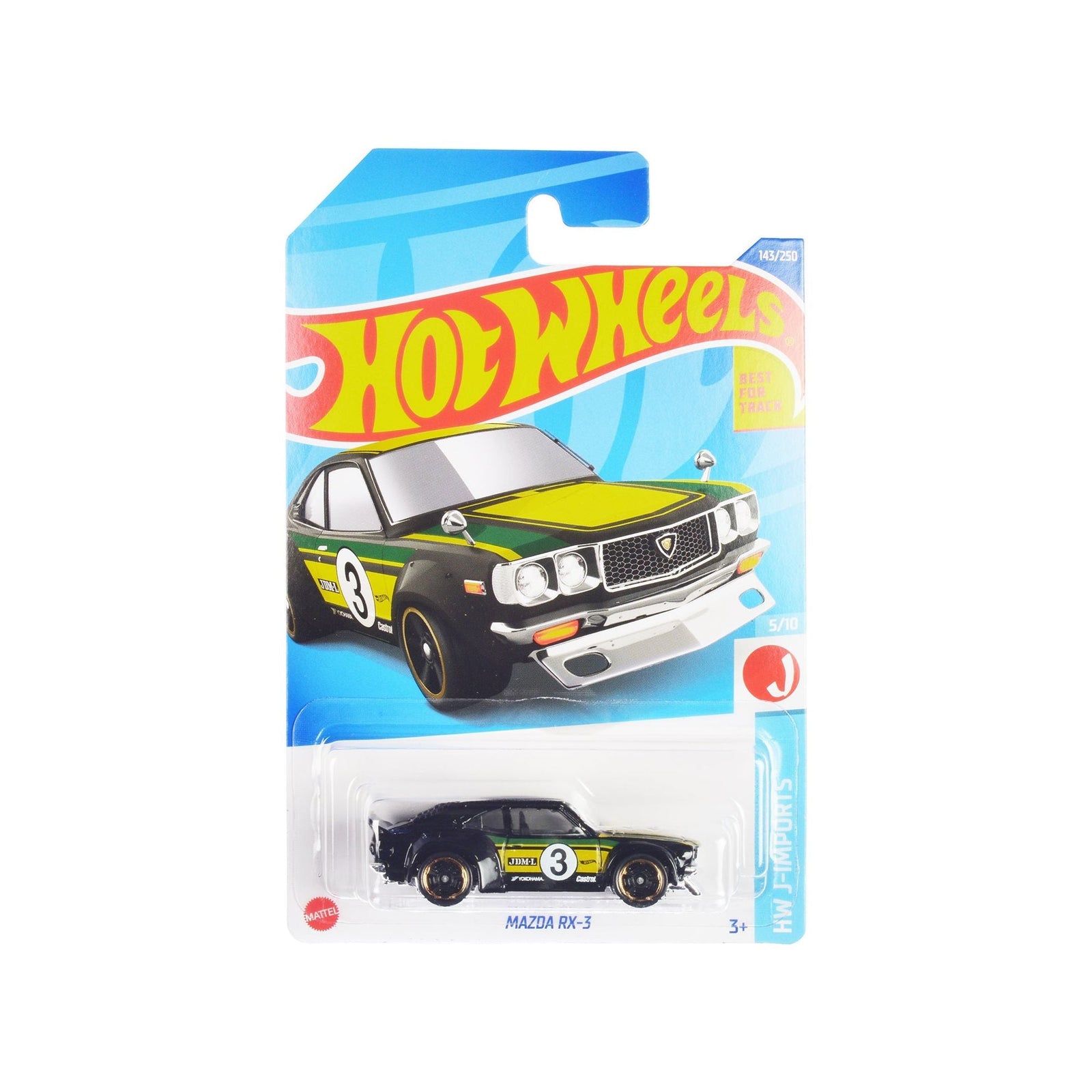 Mazda RX - 3 3 Black and Yellow with Green Stripes "HW J - Imports" Series Diecast Model Car by Hot Wheels - Hotwheels - ModelCars.com