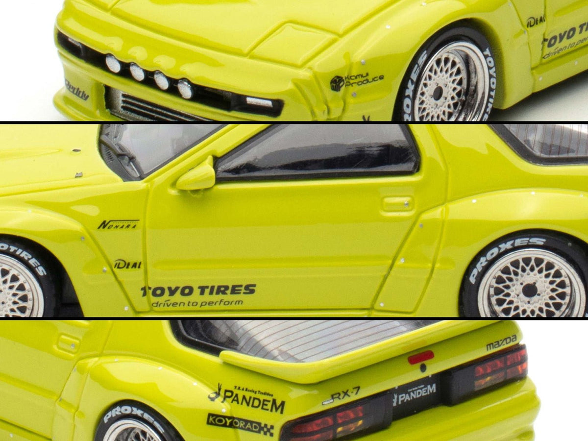 Mazda RX-7 (FC3S) "Pandem Aero" RHD (Right Hand Drive) Lime Green "The Model Car Show Malaysia 2025 Event Edition" 1/64 Diecast Model Car by Inno Models-Inno Models-ModelCars.com